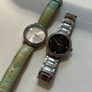 Pair of Guess Women’s Watches Black Crystal Dial, White Butterfly Dial, Working